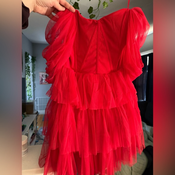 Lace & Beads tulle off-the-shoulder corset mini dress - Picture 10 of 10